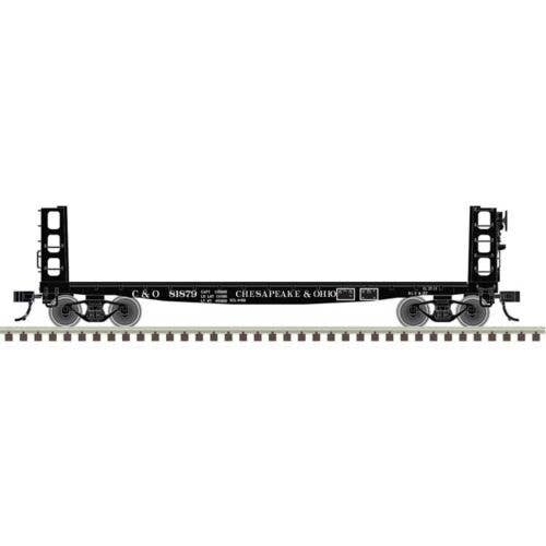 42′ Pulpwood Flatcar with Load - Ready to Run -- Chesapeake & Ohio 81862 (black), HO, Atlas Model Railroad Co. 20007577