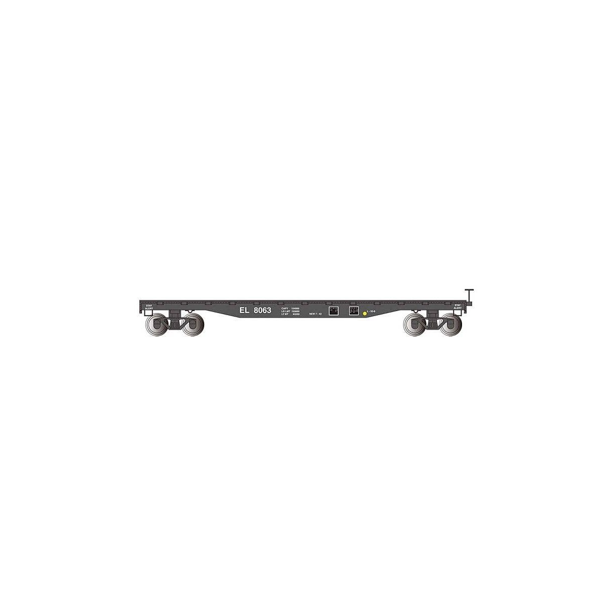 52′ Flatcar - Ready to Run - Silver Series(R) -- Erie-Lackawanna 8063 (black), HO, Bachmann Industries 17304