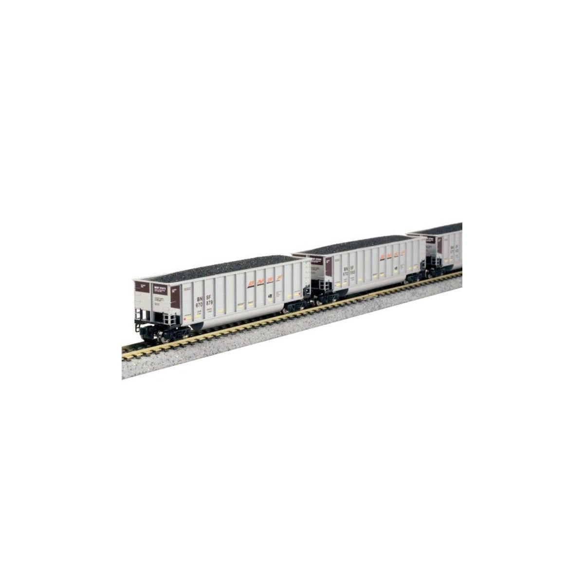 BethGon Coalporter 8-Pack - Ready to Run -- BNSF Railway (silver, Boxcar Red, orange, black, Wedge, N, Kato USA Inc 1064633