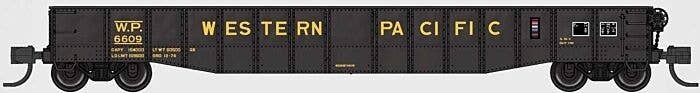 52`6` 15-Panel Mill Gondola - Medium Dented Sides - Ready to Run -- Western Pacific 6763 (black, ye, N, Bluford Shops 52175