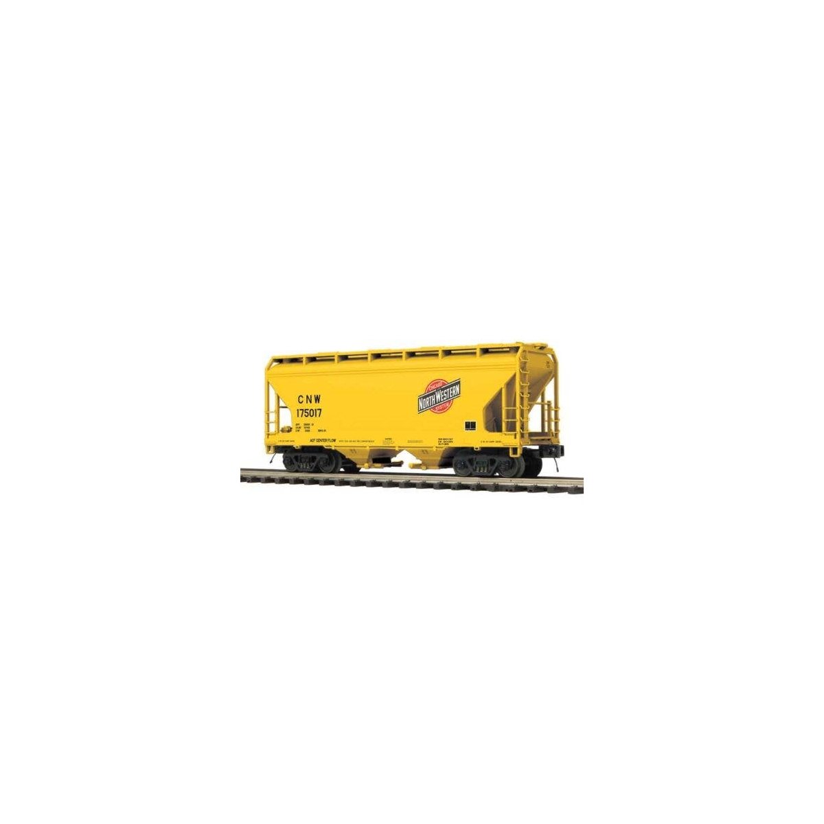 2-Bay Centerflow Covered Hopper 3-Pack - 3-Rail - Premier -- Chicago & North Western (1 Each: yellow, g, O, Atlas O 3001893