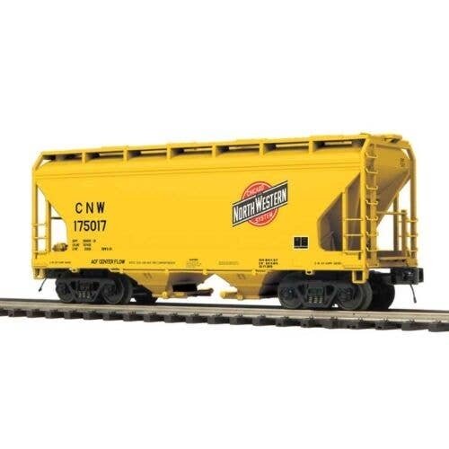 2-Bay Centerflow Covered Hopper 3-Pack - 3-Rail - Premier -- Chicago & North Western (1 Each: yellow, g, O, Atlas O 3001893
