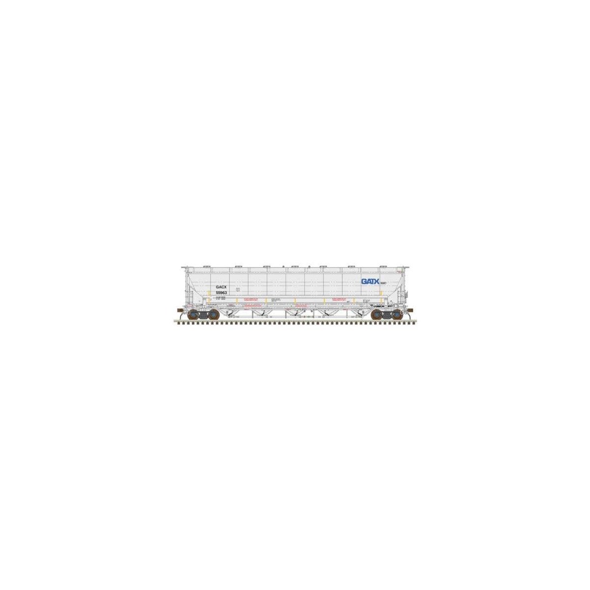Trinity 5660 PD Covered Hopper - Ready to Run -- GATX GACX 55963 (gray, black, blue , HO, Atlas Model Railroad Co. 20007487