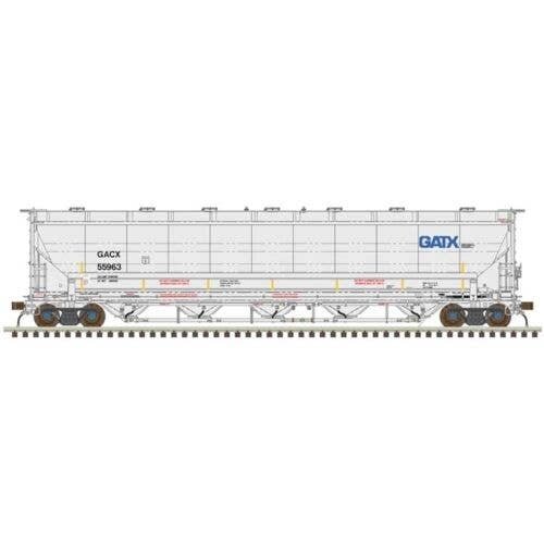 Trinity 5660 PD Covered Hopper - Ready to Run -- GATX GACX 55963 (gray, black, blue , HO, Atlas Model Railroad Co. 20007487