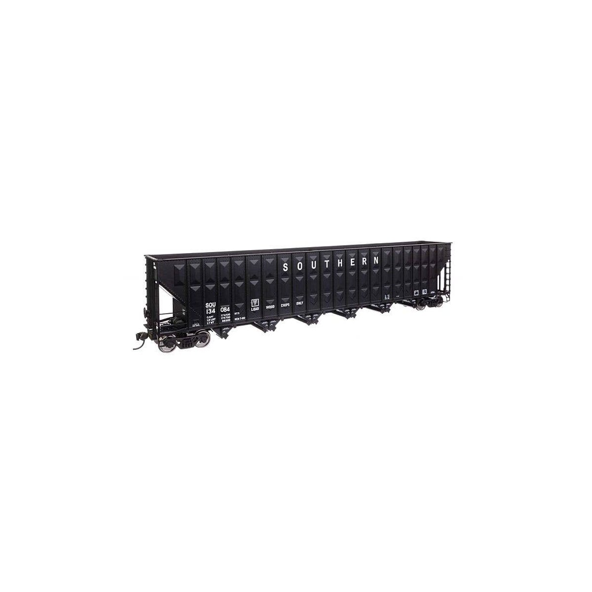 73′ Greenville 7,000 Cubic Foot Wood Chip Hopper - Ready to Run -- Southern Railway 134084 (bla, HO, WalthersMainline 56370