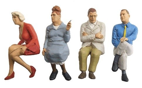 Pedestrians -- Seated Travellers (Set 3) pkg(4), G, Preiser Kg 45123