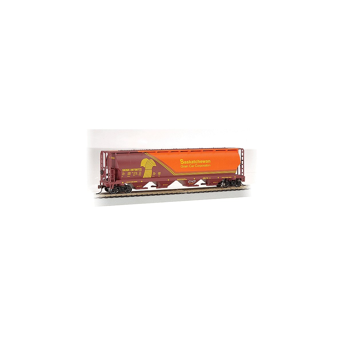 Canadian Cylindrical 4-Bay Grain Hopper - Ready to Run - Silver Series(R) -- Saskatchewan Gr, HO, Bachmann Industries 19140
