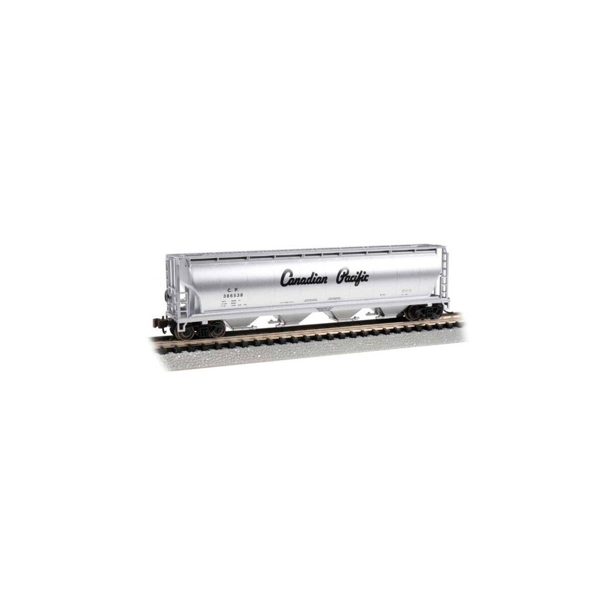 Canadian Cylindrical 4-Bay Grain Hopper - Ready to Run - Silver Series(R) -- Canadian Pacific, N, Bachmann Industries 19165