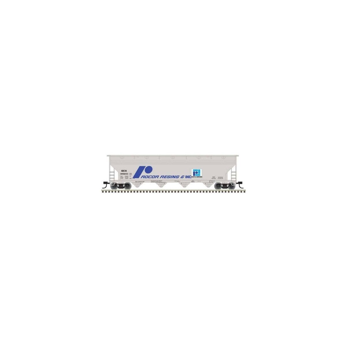 ACF 5250 4-Bay Centerflow Hopper - Ready to Run -- Rocor Resins 945278 (gray, blue, black), N, Trainman 50007119