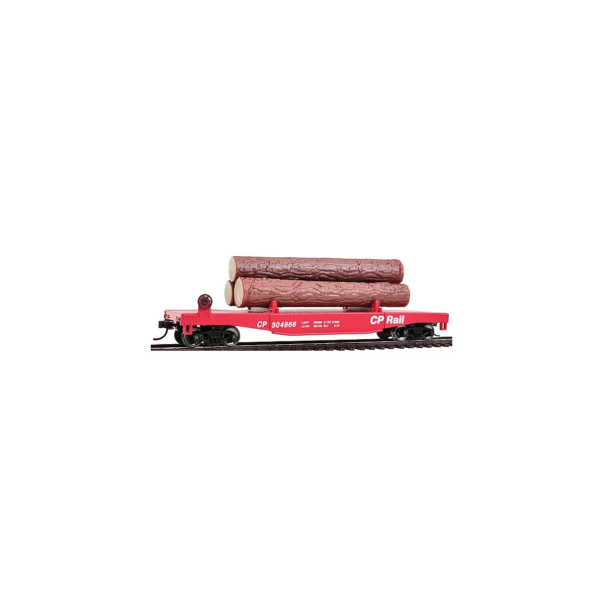 Log Dump Car with 3 Logs - Ready to Run -- CP Rail 304866 (red), HO, WalthersTrainline 1771