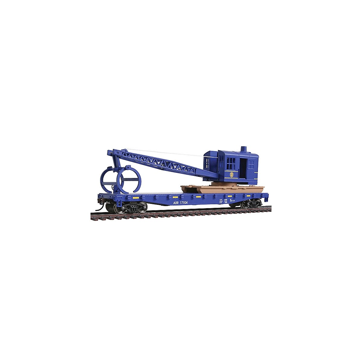 Flatcar with Logging Crane - Ready to Run -- Alaska Railroad (blue), HO, WalthersTrainline 1780