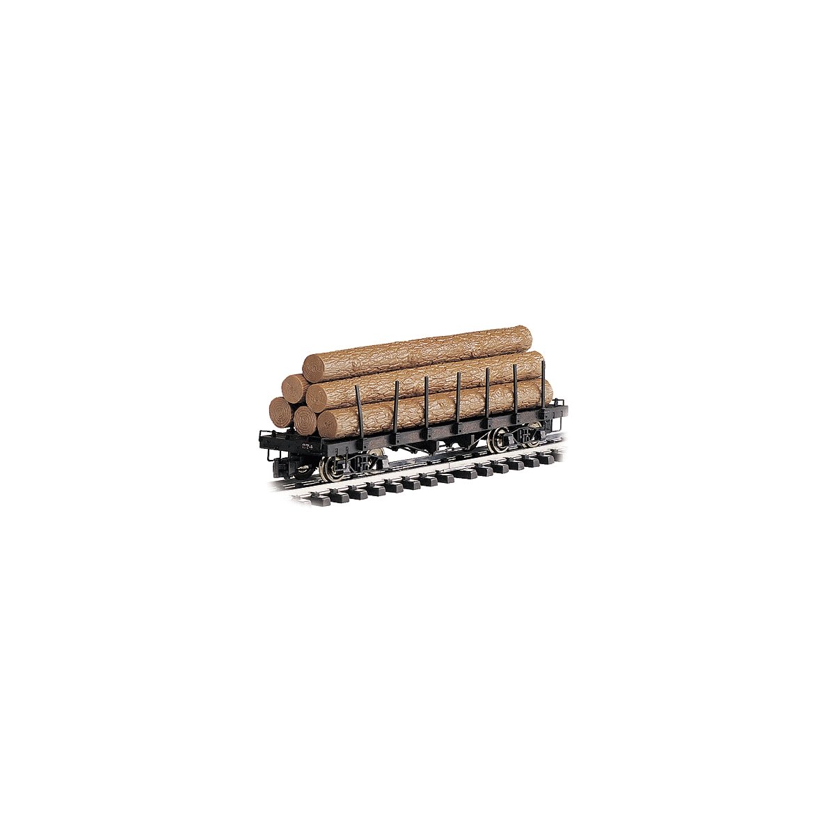Log Car -- Flat with Logs (Painted, Unlettered), G, Bachmann Industries 98470