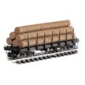 Log Car -- Flat with Logs (Painted, Unlettered), G, Bachmann Industries 98470