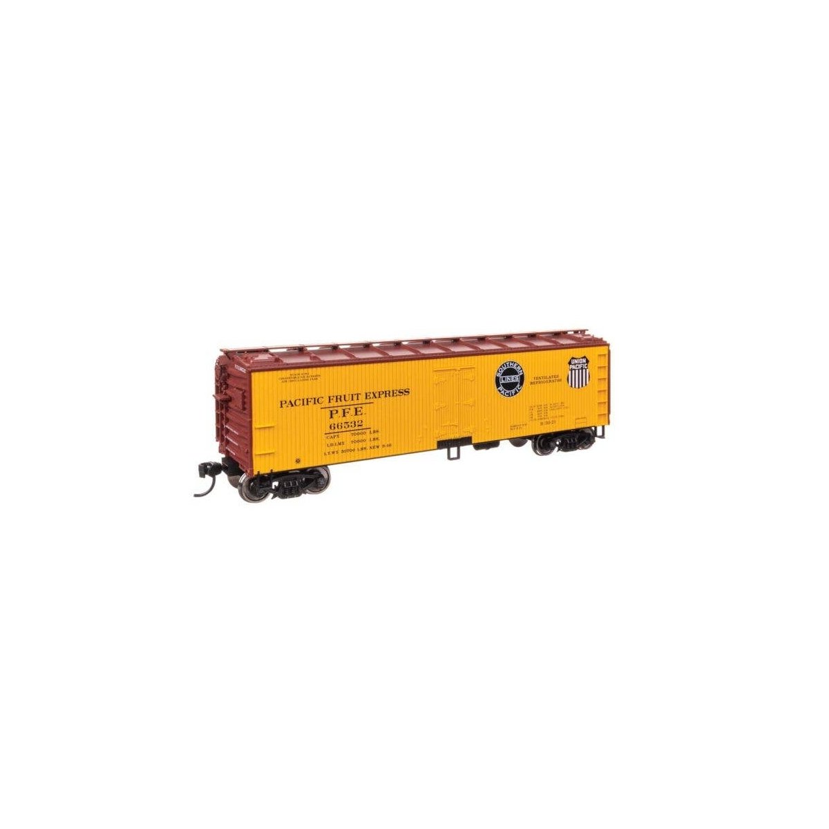 40′ Wood Reefer with Steel ends - Ready to Run -- Pacific Fruit Express 66532, HO, WalthersMainline 41322