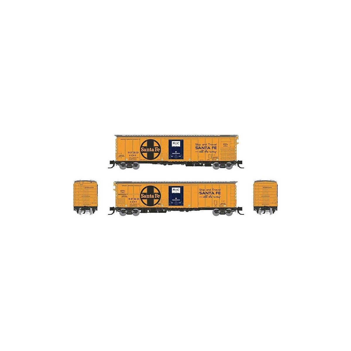 Class RR-56 Mechanical Reefer - Ready to Run -- Santa Fe 3 (orange, blue, black, Ship and Tra, N, Rapido Trains Inc 561010A
