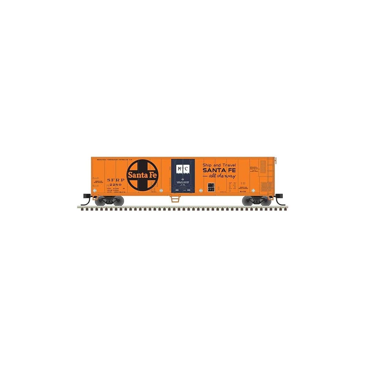 50′ Mechanical Reefer - Ready to Run -- Santa Fe SFRP 2280 (orange, black), N, Trainman 50006468