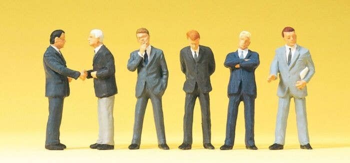 1/50 Scale Figures -- Standing Businessmen in Suits pkg(6), 1/50, Preiser Kg 68213