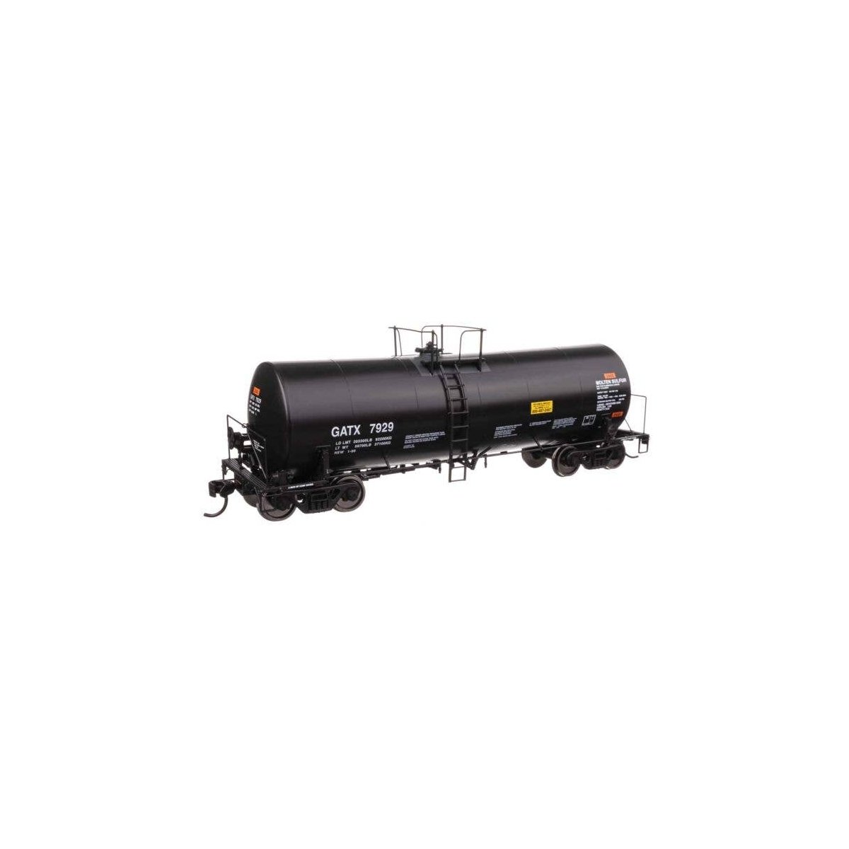 40′ Trinity 14,000-Gallon Molten Sulfur Tank Car - Ready to Run -- GATX 7929, HO, WalthersProto 100057