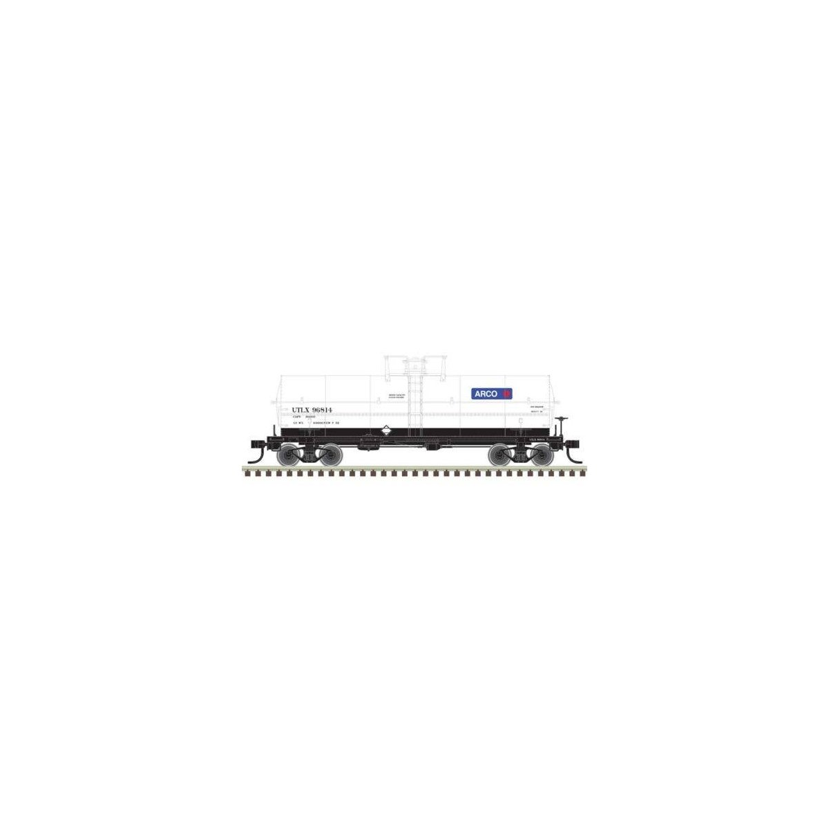 11,000-Gallon Tank Car w/Platform - Ready to Run - Master(R) -- Arco UTLX 96814 (whi, HO, Atlas Model Railroad Co. 20007346