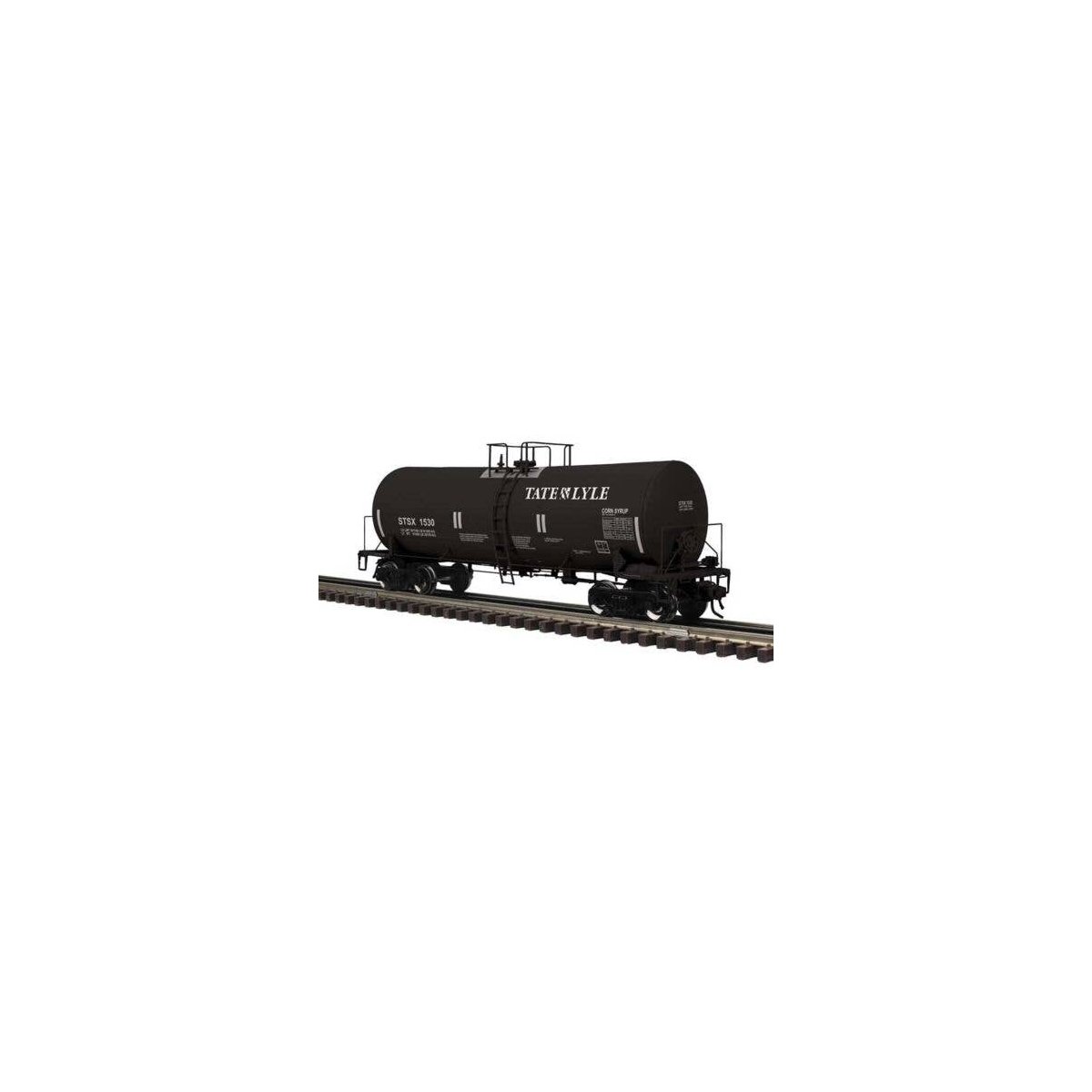 17,600-Gallon Corn Syrup Tank Car - 3-Rail - Ready to Run - Master(R) -- Tate & Lyle STSX (black, white, O, Atlas O 3001455