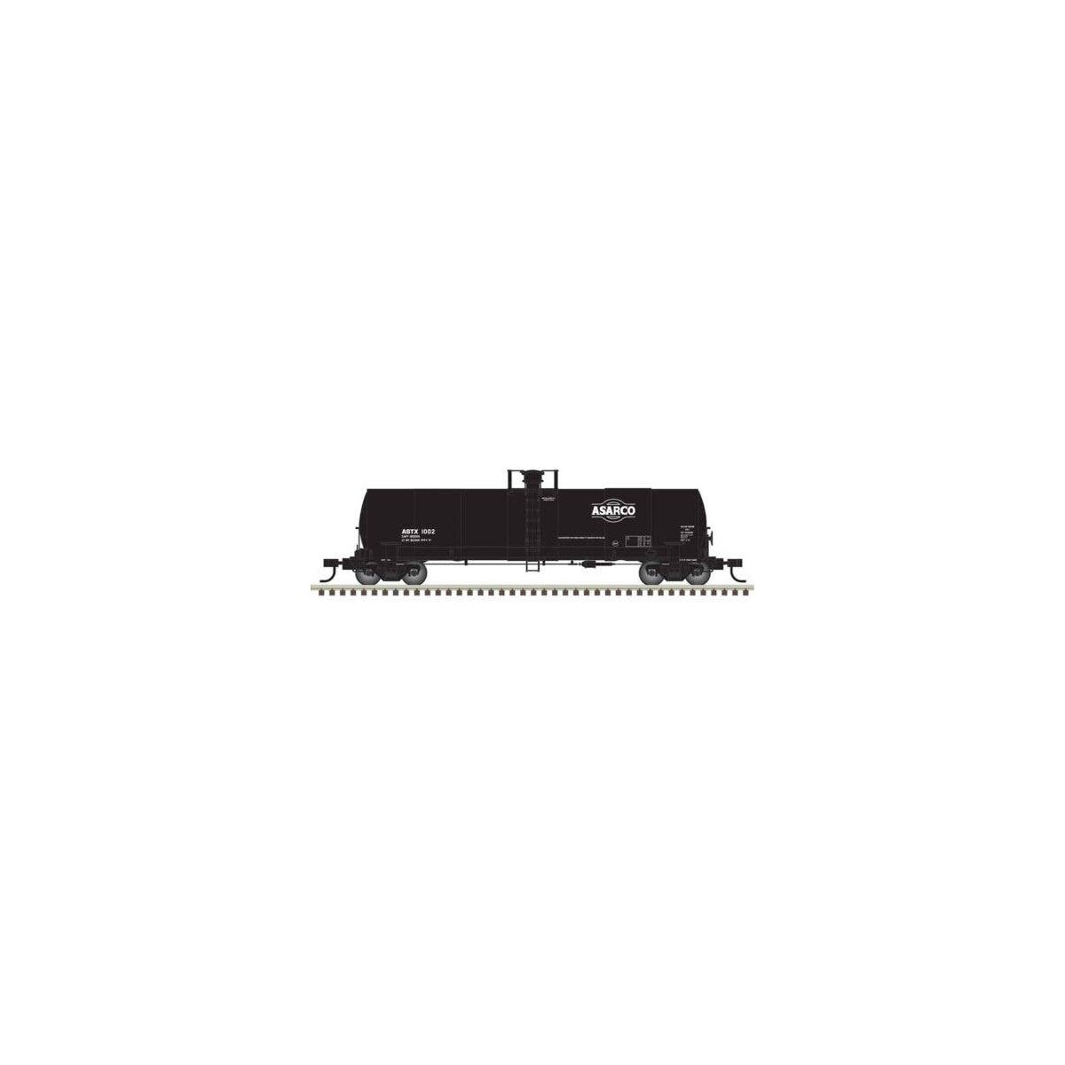 ACF 17,360-Gallon Tank Car - Ready to Run - Master(R) -- ASARCO ASTX 1002 (black, whi, N, Atlas Model Railroad Co. 50006898