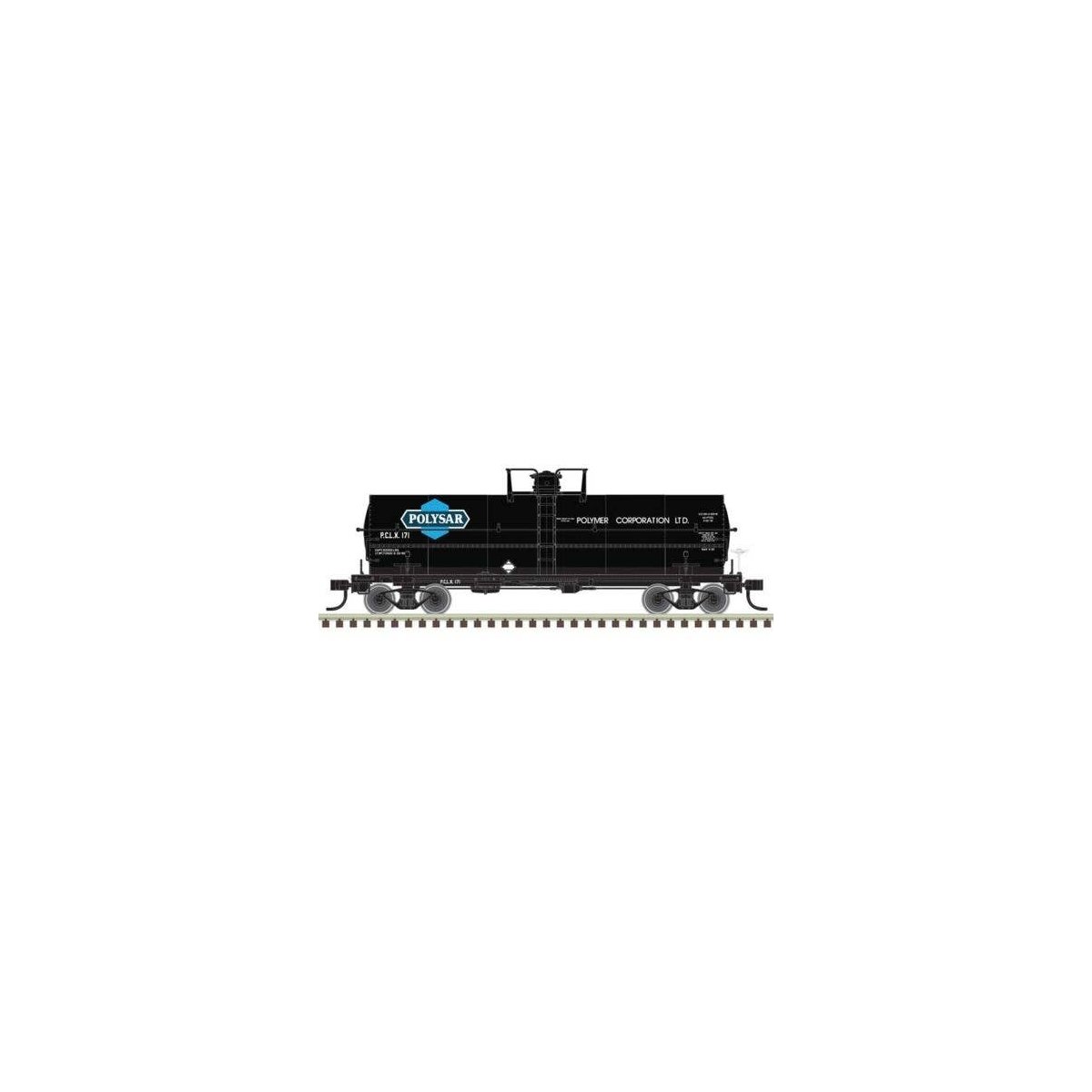 11,000-Gallon Tank Car w/Platform - Ready to Run - Master(R) -- Polysar PCLX 171 (bl, HO, Atlas Model Railroad Co. 20007352