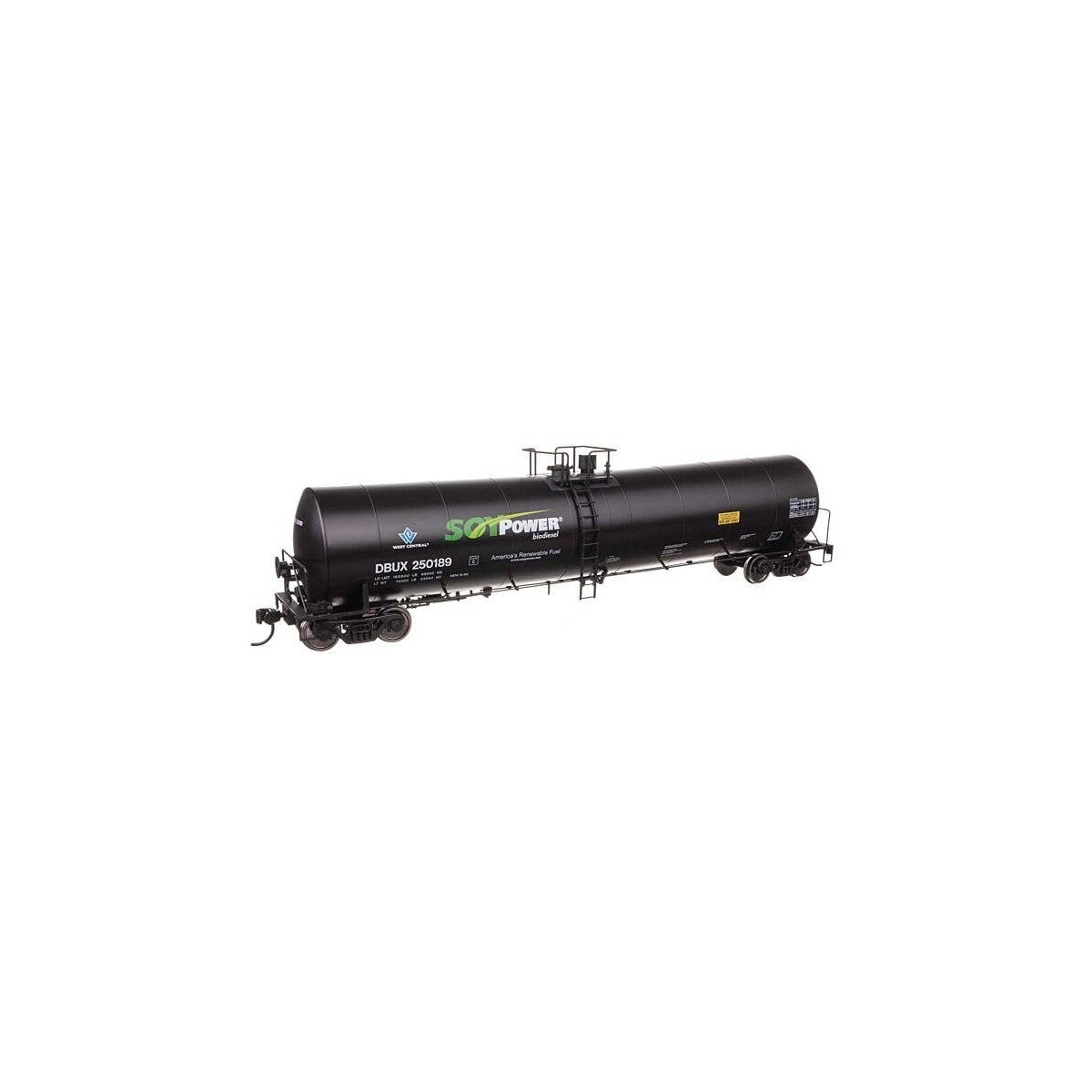 Trinity 25,000-Gallon Tank Car - Ready to Run -- Soy Power DBUX 250189, HO, WalthersMainline 48241