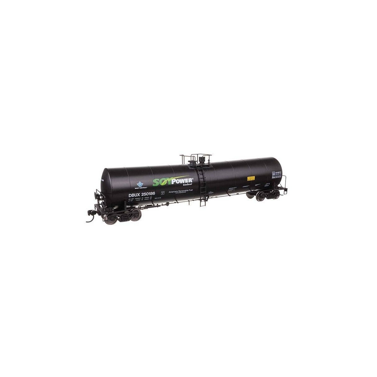 Trinity 25,000-Gallon Tank Car - Ready to Run -- Soy Power DBUX 250186, HO, WalthersMainline 48239