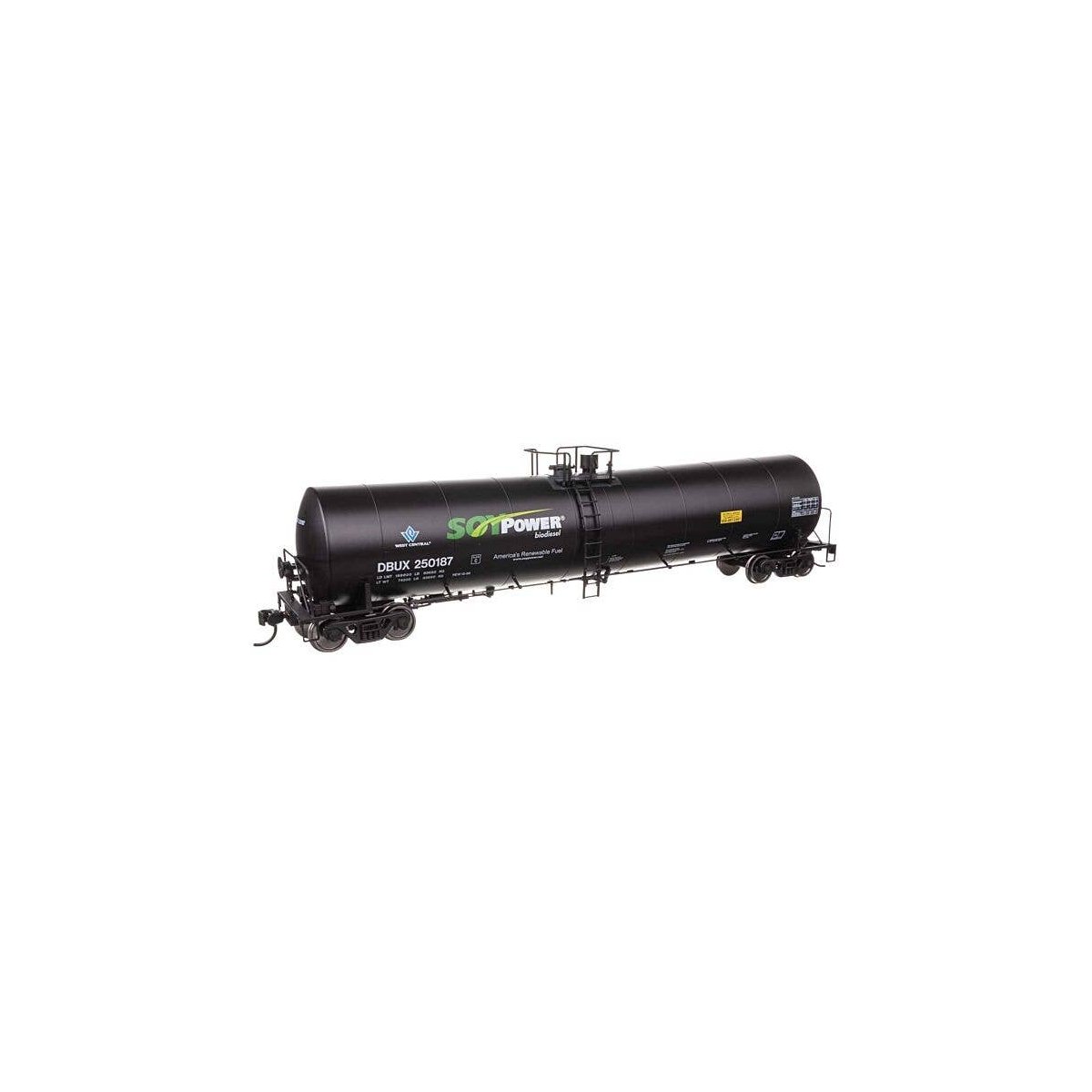 Trinity 25,000-Gallon Tank Car - Ready to Run -- Soy Power DBUX 250187, HO, WalthersMainline 48240