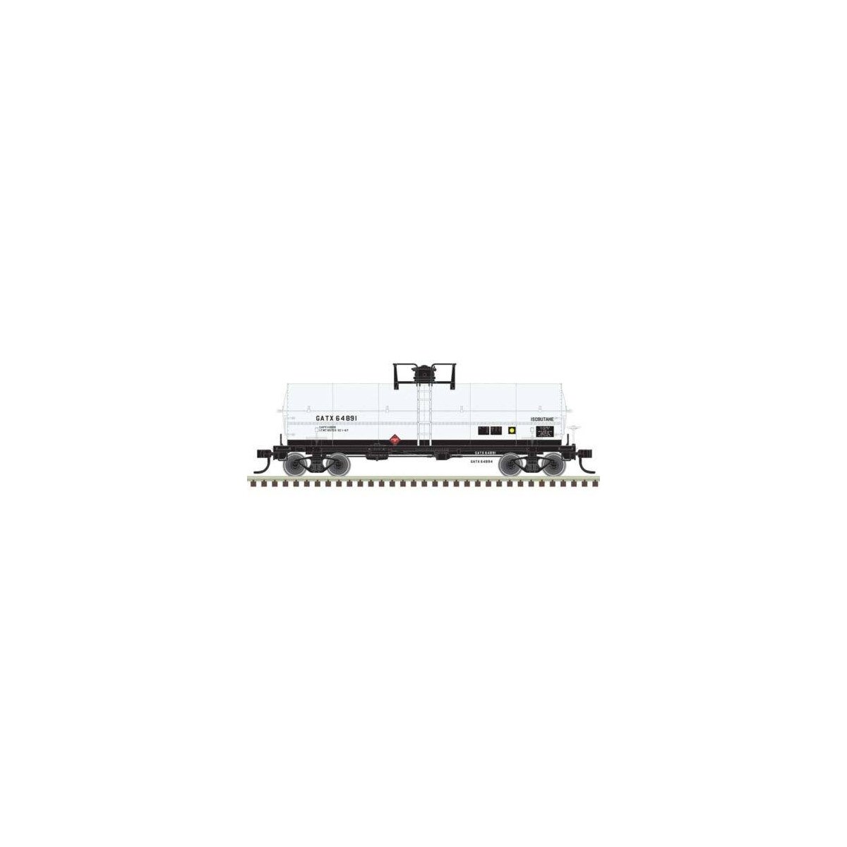 11,000-Gallon Tank Car w/Platform - Ready to Run - Master(R) -- GATX 64891 (white, bl, N, Atlas Model Railroad Co. 50006590