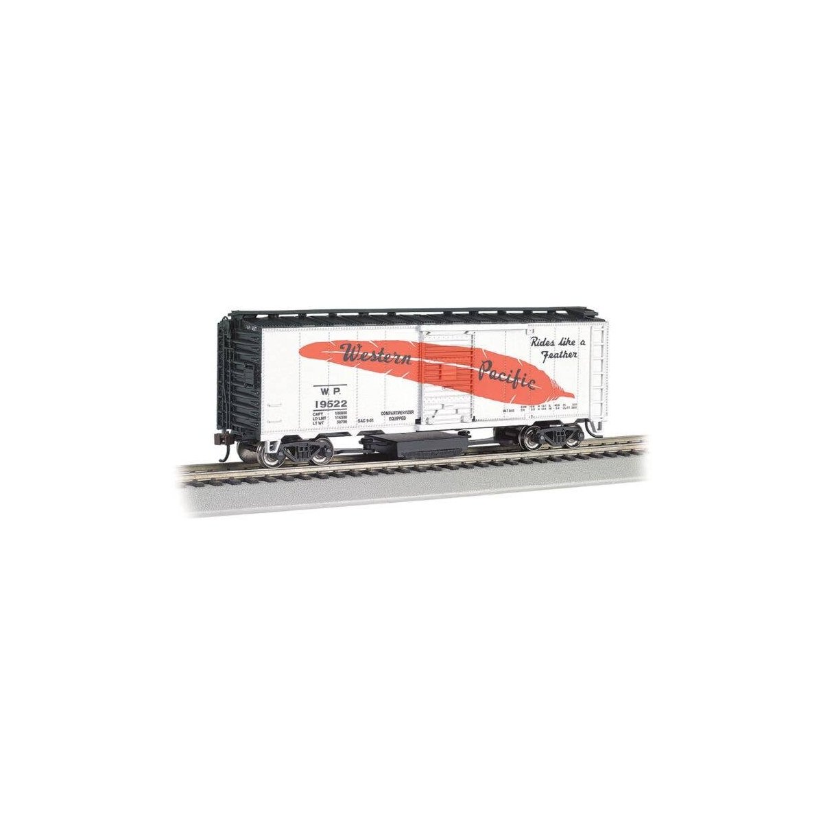Track Cleaning 40′ Boxcar, Removable Dry Pad - Ready to Run - Silver Series -- Western Pacif, HO, Bachmann Industries 16322