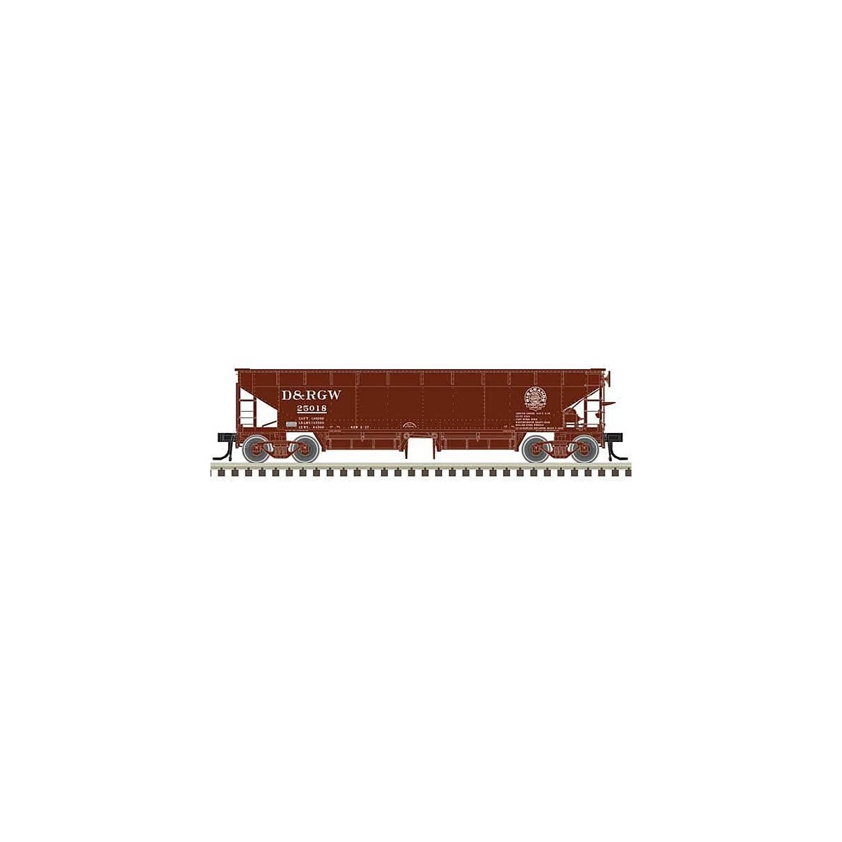 70-Ton Hart Ballast Car 3-Pack - Ready to Run - Master(R) -- Denver & Rio Grande Wes, HO, Atlas Model Railroad Co. 20006812