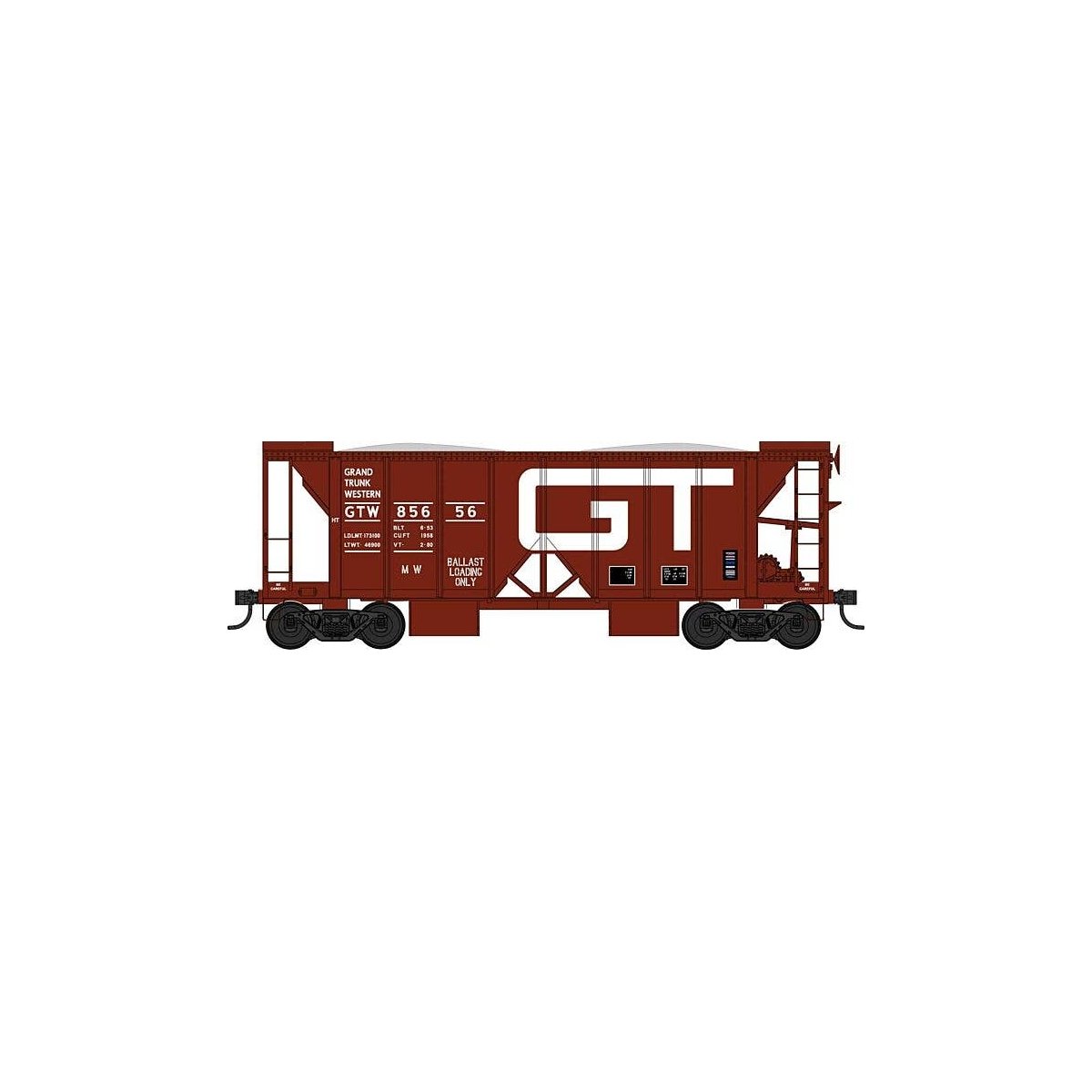 70-Ton 2-Bay Ballast Hopper with Side Chutes (Ballast Gates) - Ready to Run -- Grand Tr, HO, Bowser Manufacturing Co. 43667