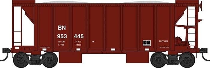 70-Ton 2-Bay Ballast Hopper with Side Chutes (Ballast Gates) - Ready to Run -- Burlingt, HO, Bowser Manufacturing Co. 43652