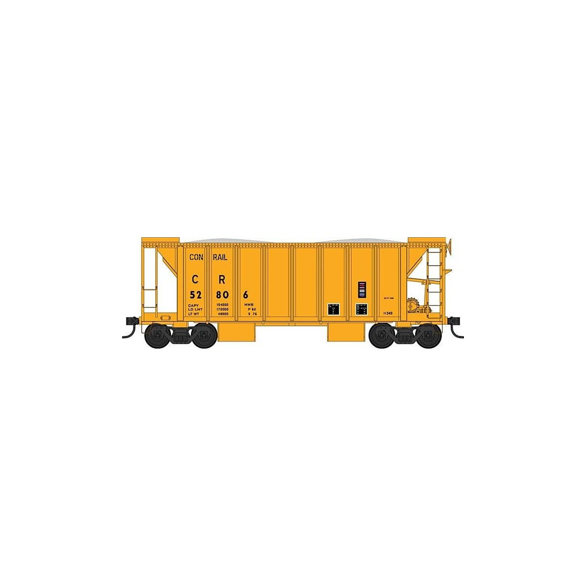 70-Ton 2-Bay Ballast Hopper with Side Chutes (Ballast Gates) - Ready to Run -- Conrail , HO, Bowser Manufacturing Co. 43663