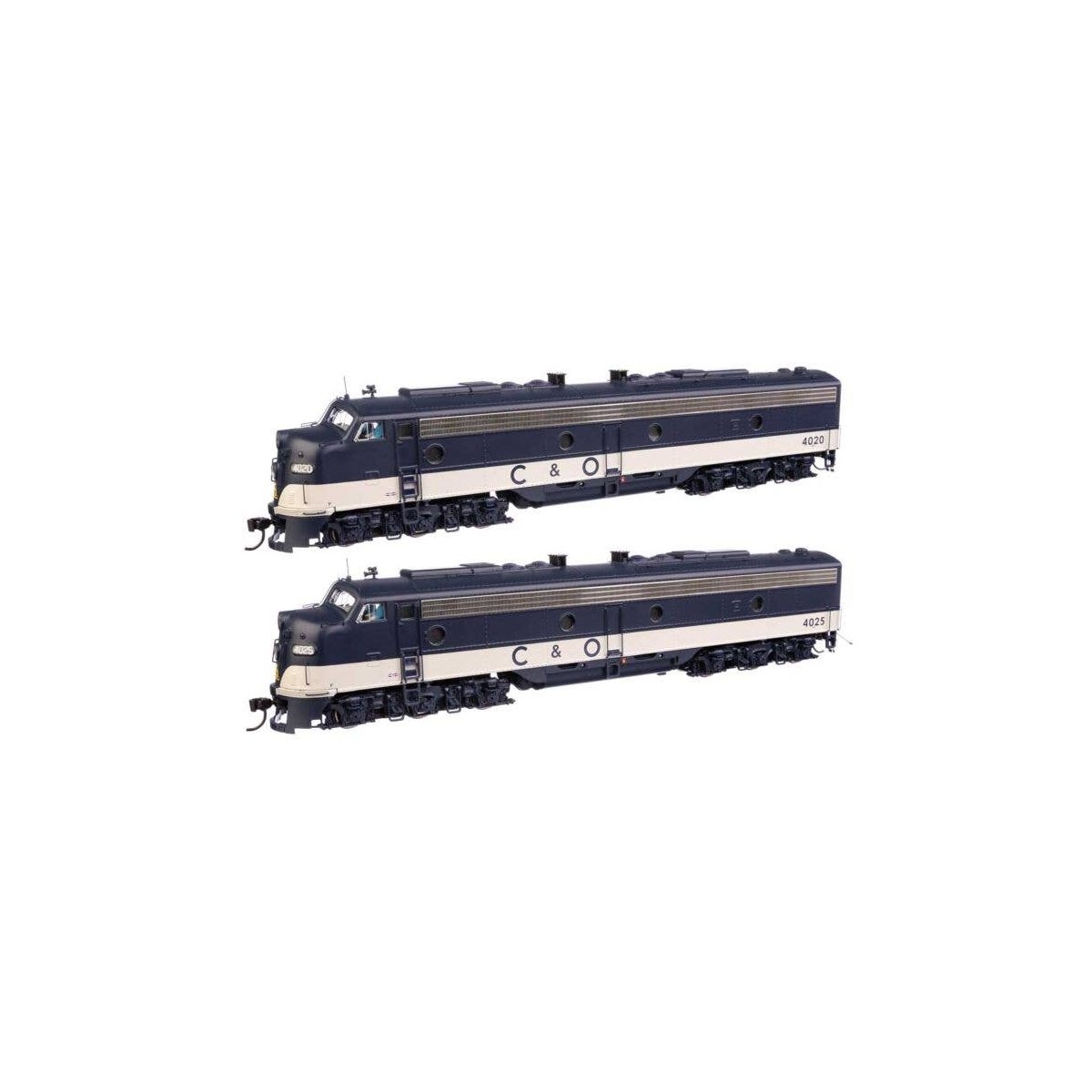 EMD E8 A-A - Standard DC -- Chesapeake & Ohio 4020 & 4025, HO, WalthersProto 49910