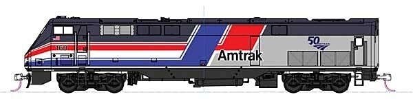 GE P42 Genesis - LokSound & DCC -- Amtrak 160 (50th Anniversary Phase III Hockey Stick, silver, , HO, Kato USA Inc 376116LS
