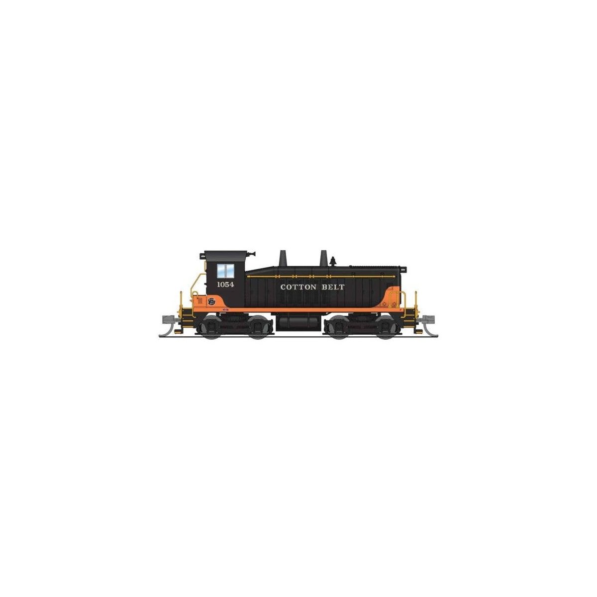 EMD SW7 - Standard DC - Stealth -- Cotton Belt SSW 1054 (black, orange), N, Broadway Limited Imports 9388