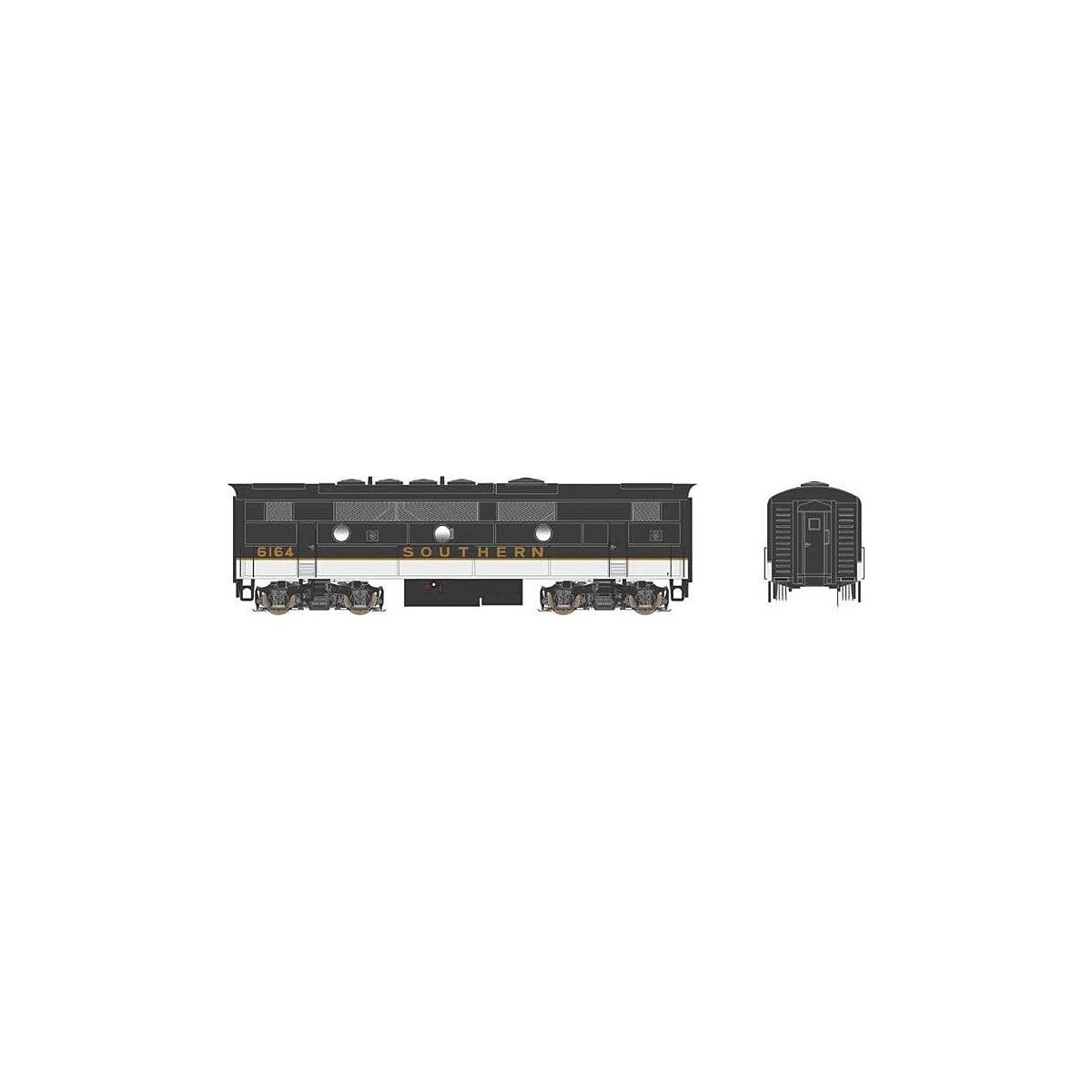 EMD F7B - Standard DC - Executive Line -- Southern Railway 6164 (Tuxedo, black, white), HO, Bowser Manufacturing Co. 24593