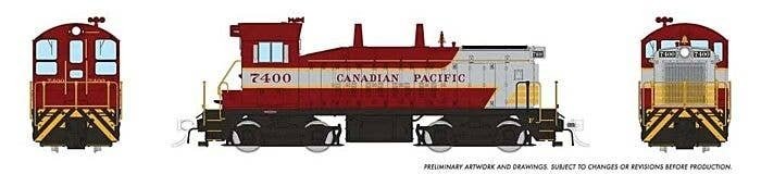 EMD SW9 - ESU LokSound and DCC -- Canadian Pacific 7402 (maroon, gray, yellow, Block Lettering, HO, Rapido Trains Inc 27575