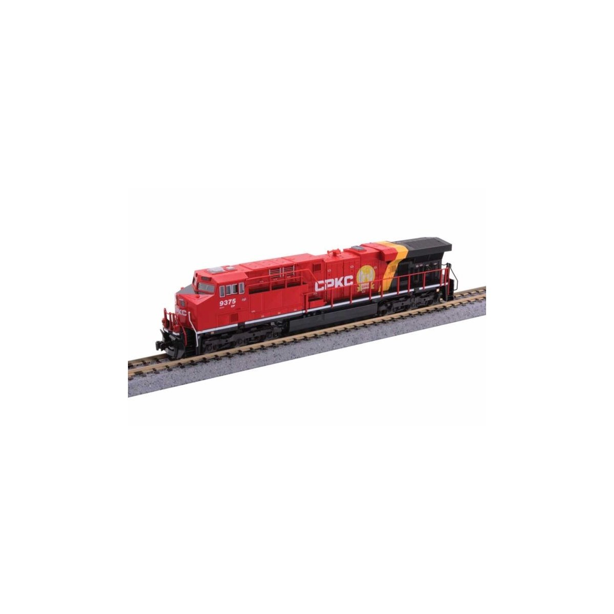 GE ES44AC GEVO - DCC -- Canadian Pacific Kansas City CPKC CP 9375 (red, black, yellow), N, Kato USA Inc 1768957DCC