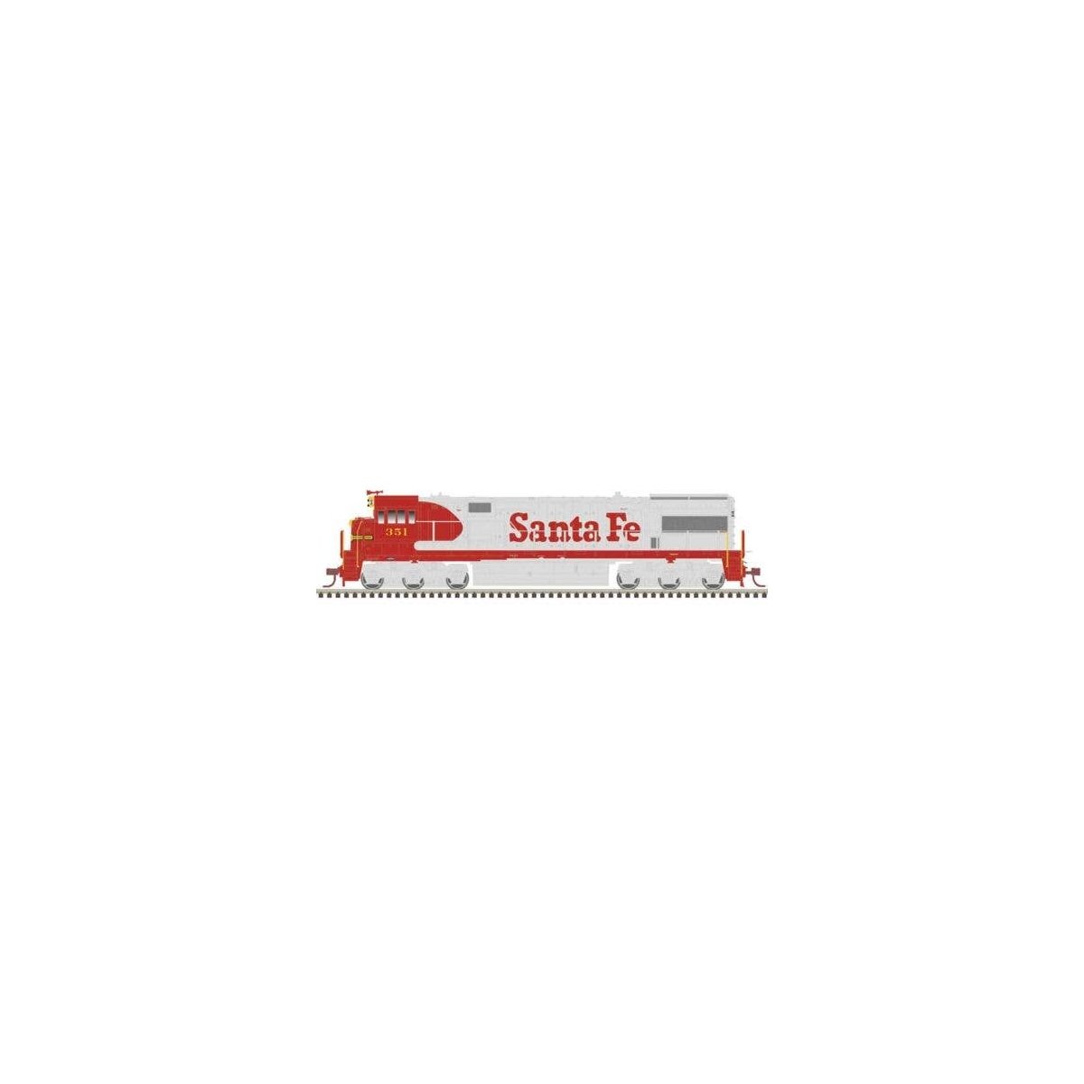 GE U28CG - Standard DC - Master(R) Silver -- Santa Fe 351 (Passenger Warbonnet, silv, HO, Atlas Model Railroad Co. 10004604