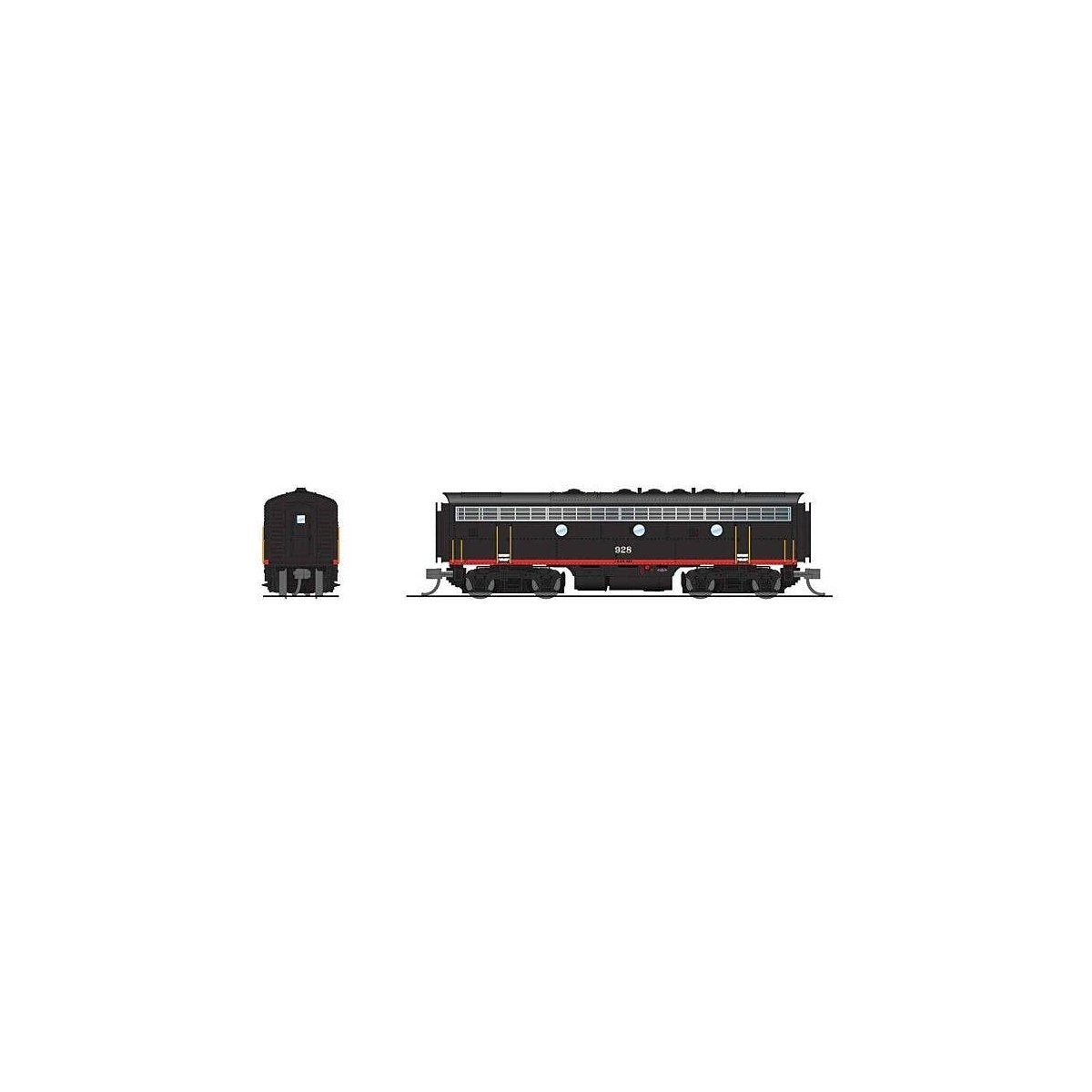 EMD F7B - Standard DC - Stealth -- Cotton Belt SSW 928 (Black Widow, black, red), N, Broadway Limited Imports 9284