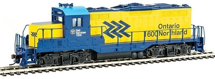 EMD GP9M - Standard DC -- Ontario Northland 1600 (yellow, blue Chevrons Logo), HO, WalthersTrainline 456