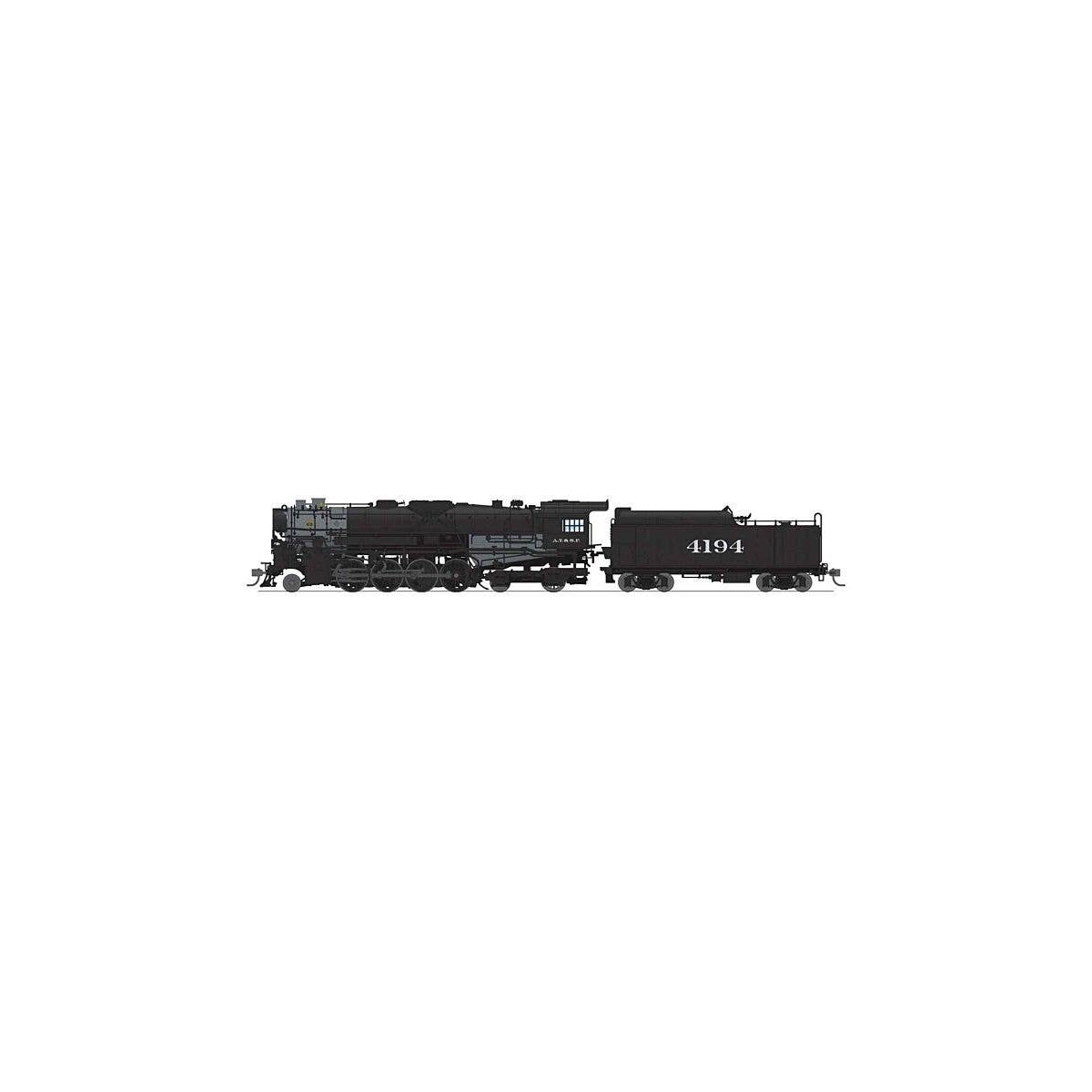 Class T1A 2-8-4 Berkshire - Standard DC - Stealth -- Santa Fe 4195 (black, graphite), HO, Broadway Limited Imports 7847
