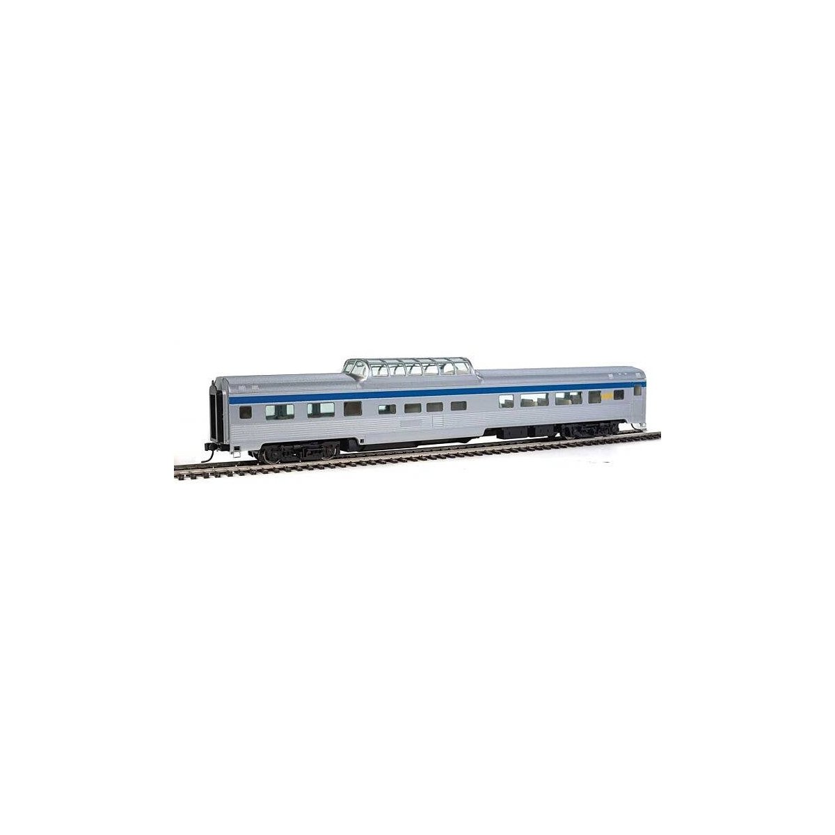 85′ Budd Dome Coach - Ready to Run -- Via Rail Canada (silver, blue, yellow), HO, WalthersMainline 30405