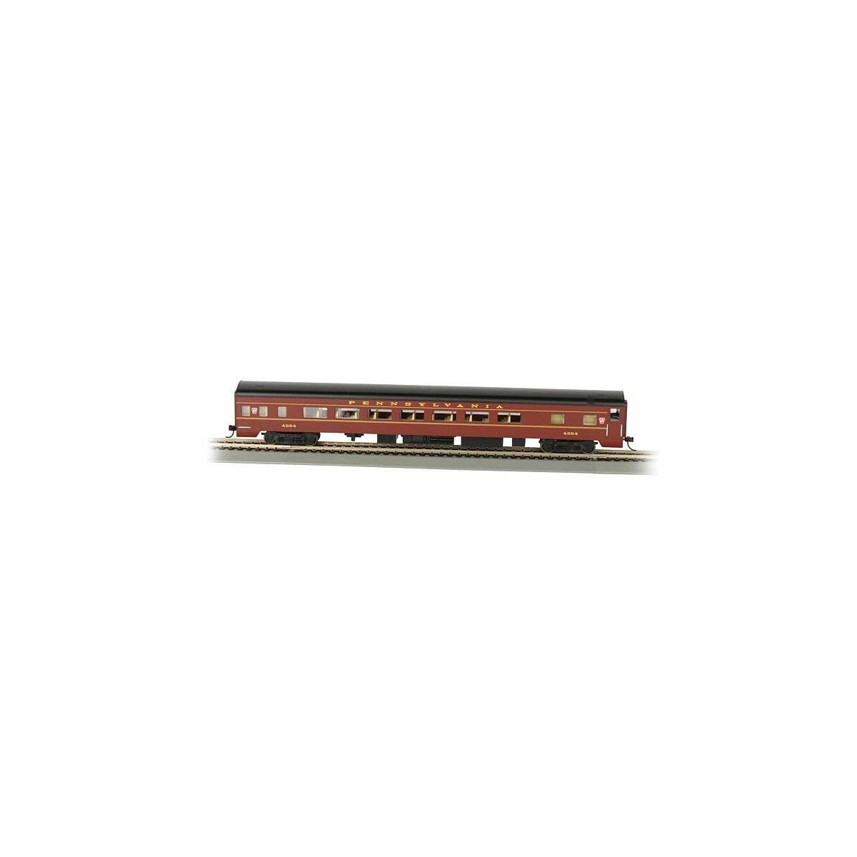 85′ Smooth-Side Coach w/Lights - Ready to Run -- Pennsylvania Railroad, HO, Bachmann Industries 14201