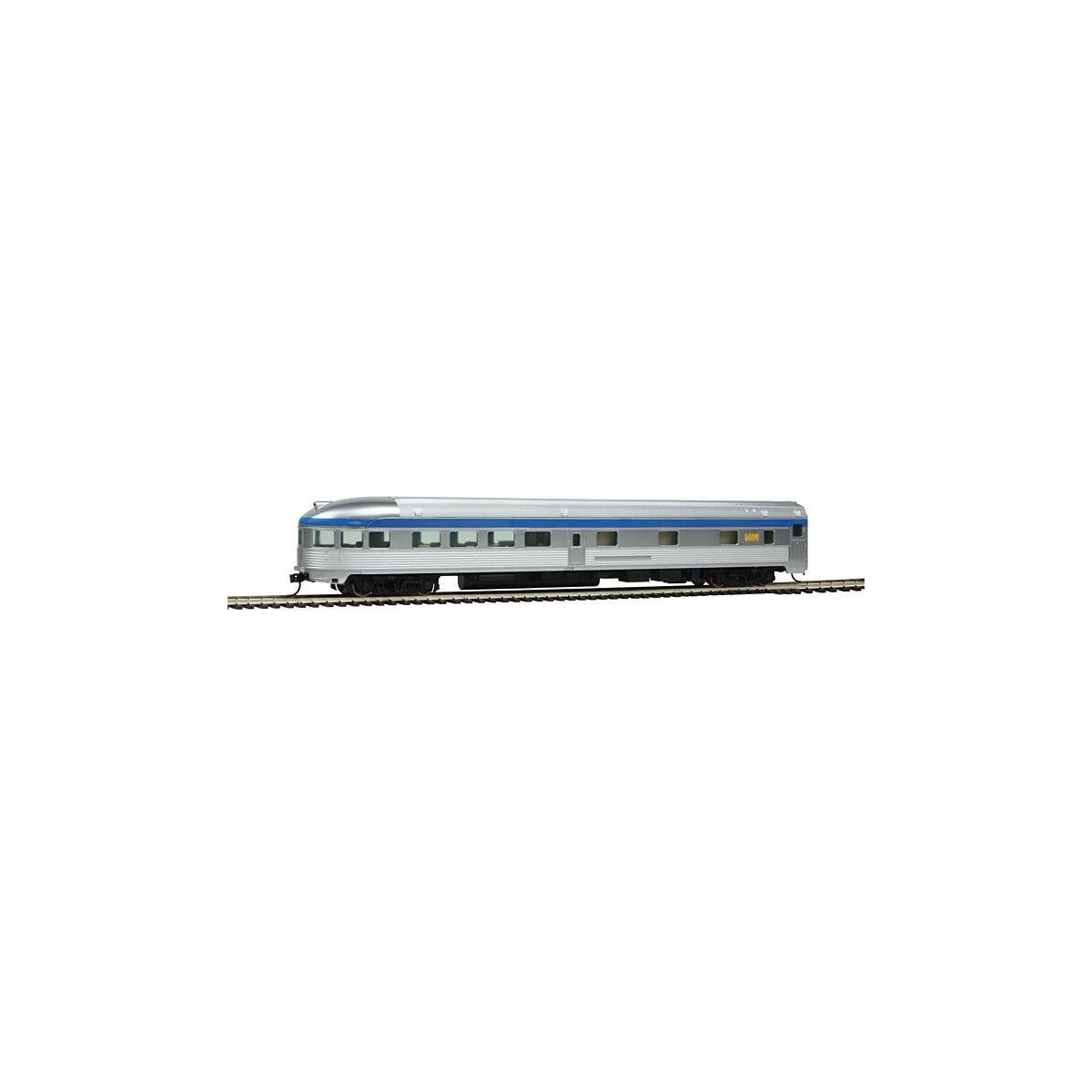 85′ Budd Observation - Ready To Run -- VIA Rail Canada (silver, blue, yellow), HO, WalthersMainline 30359