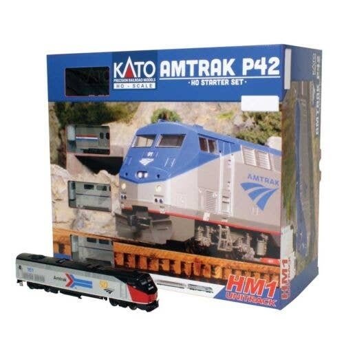 Amtrak P42 Superliner Starter Set - Standard DC -- Amtrak 161 (50th Phase I) Viewliner Baggage, 2 , HO, Kato USA Inc 303003