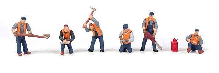 Railroad Track Workers -- Set 1 pkg(6), HO, Walthers SceneMaster 6066